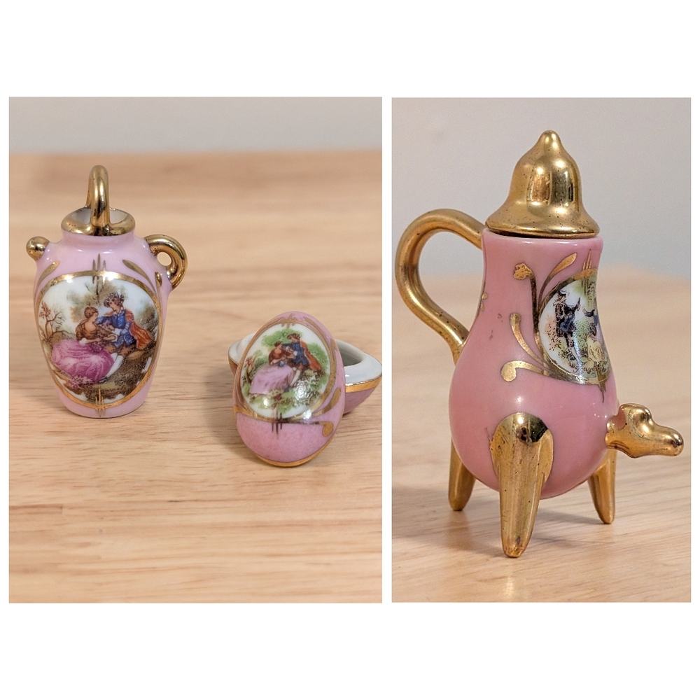 3- Piece Antique Limoges France Mini Porcelain  Set